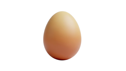 Single Brown Egg on White Background