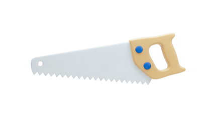 Hand Saw with Wooden Handle and Blue Rivets