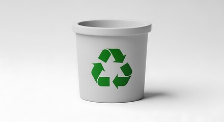 Recycling Bin with Green Symbol Sign.