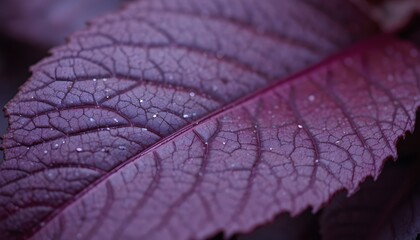 Close-up nature view of vibrant purple leaves forming a rich textured background with organic details