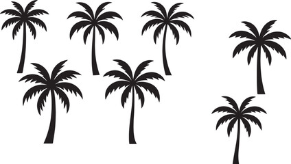 Silhouettes of palm trees on white background