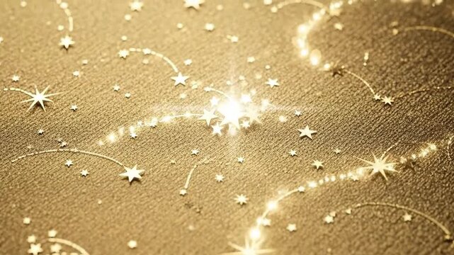 Elegant gold background with star pattern and glittering trails forming constellations.