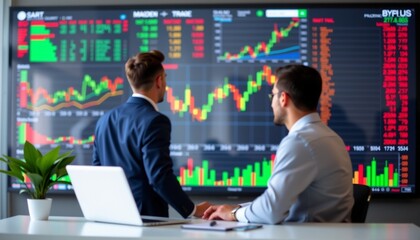 Business Professionals Analyzing Stock Market