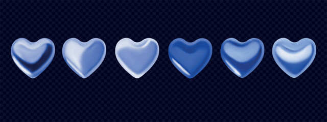 3D hologram metal hearts.