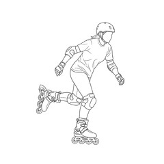 Fototapeta premium Inline Skater Outline - Dynamic Rollerblading Figure Vector