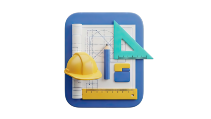 Architectural Tools and Blueprint Icon