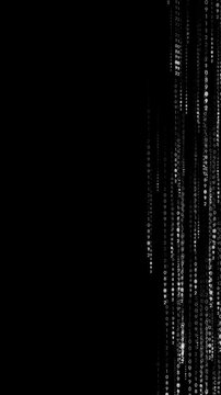 Coding animation with falling numbers. Vertical. Full HD. 4K