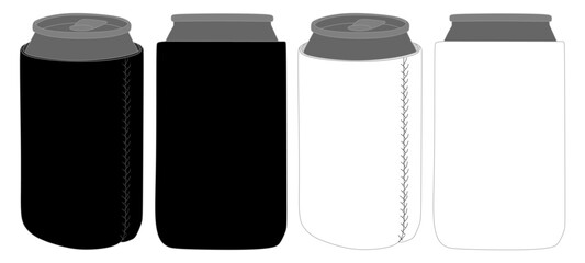 Koozies Can cover Mockup Template Vector