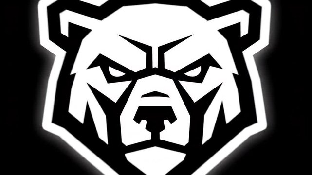 Stylized white glowing bear head graphic illustration powerful animal emblem on dark background
