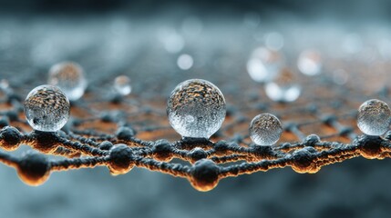 Molecular structure with water droplets