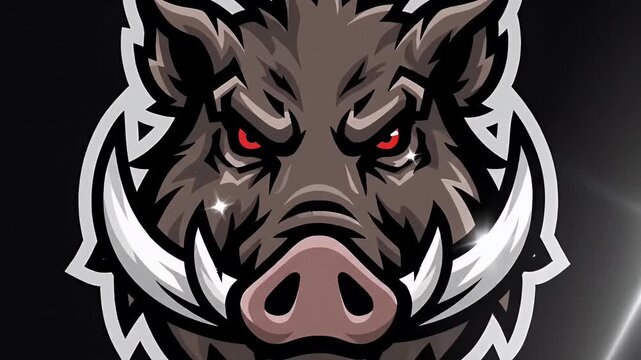 Wild boar head illustration fierce mascot design aggressive animal face art graphic