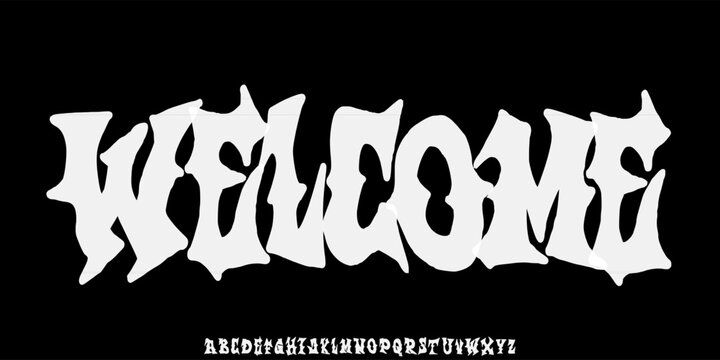 Dark creative font,black metal font underground music bloody rock root horror satanic alphabet typeface. Uppercase. Vector illustration