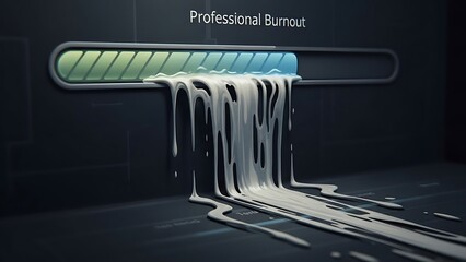 Professional burnout concept with melting progress bar.