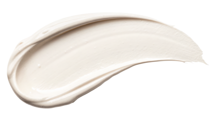 Foundation cream swatch with smooth texture and subtle sheen isolated on white background