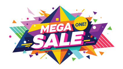 Eye-catching mega sale banner featuring bright colors and bold text to promote discounts and special offers..eps