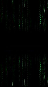 Coding animation with falling numbers. Vertical. Full HD. 4K