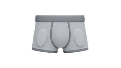 3D rendering of grey boxer briefs with grey waistband and trim