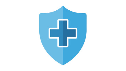 Fototapeta premium A blue shield icon with a white medical cross symbol, representing health protection and medical security.