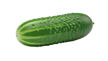 Green Cucumber with Bumps on White Background