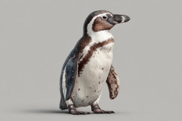Cute and simple penguin standing upright against a plain background