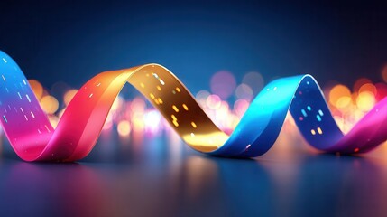 Vibrant colorful ribbon with gradient effect in modern dynamic light setting