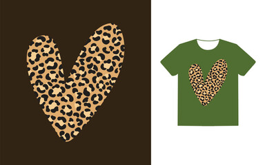 Leopard heart t shirt design