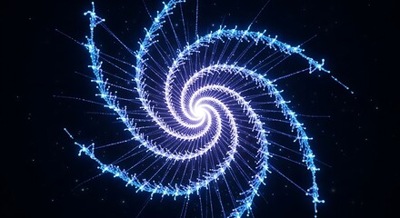 Blue Spiral Light Effect on Black Background.