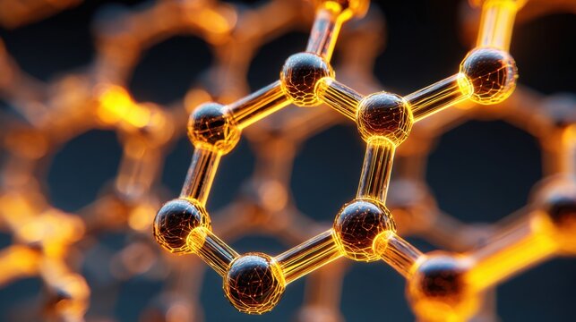 Illuminated molecular structure atomic science research - Powered by Adobe