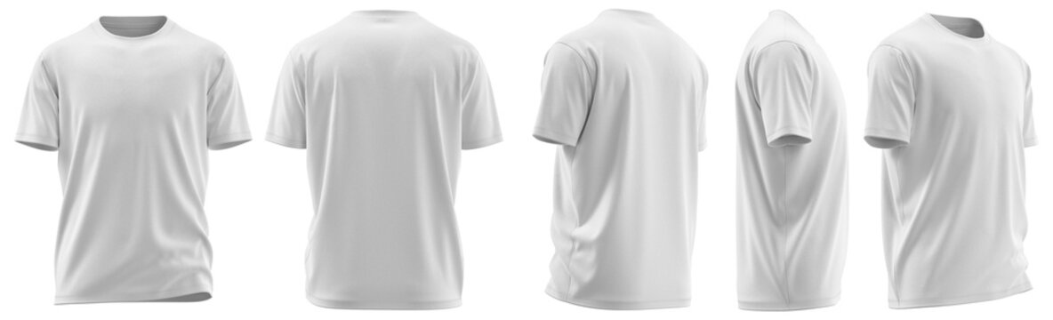 T-Shirt Round Neck Short Sleeve, Plain Blank Apparel, Mockup Ready, White