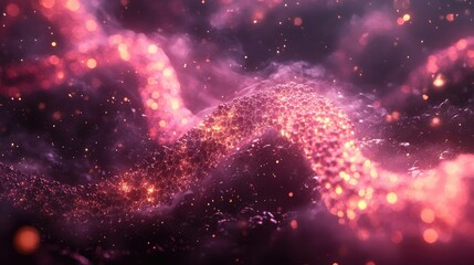Abstract swirling design with glowing particles.