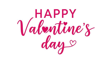 Fototapeta premium Happy valentines day greeting card with pink text and heart on white background