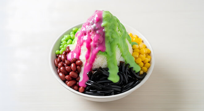 Ais Kacang or ABC, Malaysian and Singaporean colorful shaved ice