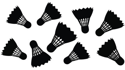 A collection of badminton shuttlecocks displayed in a striking black silhouette © Asif