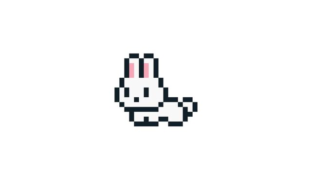 8-bit pixel art cute rabbit character idle. looped animation 4k 30fps