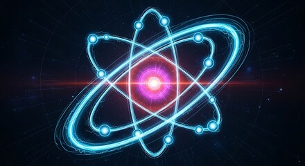 Vibrant Atomic Structure with Electron Orbits.
