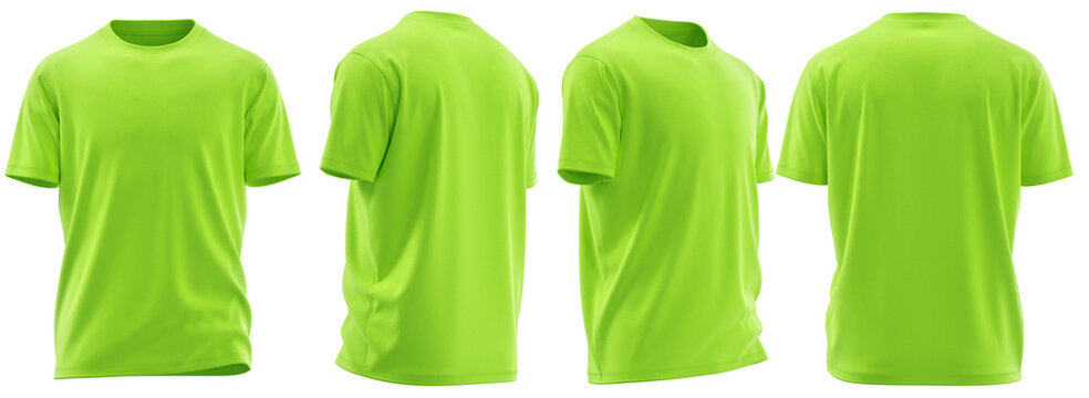 T-Shirt Round Neck Short Sleeve, Plain Blank Apparel, Mockup Ready,  neon green