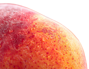 Close-up of a vibrant fruit, showing skin texture and water droplets