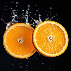 Orange slices in water splash (1)