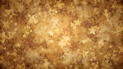 Golden grunge texture with scattered stars, vintage abstract background