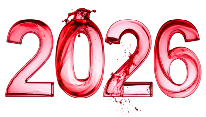 Numbers formed by red liquid, possibly wine, with splashes and black background