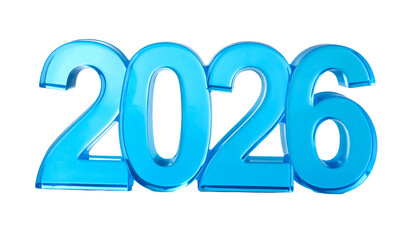 Blue, glossy 2026 numerals on a black background