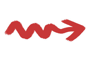 solated red hand-drawn arrow; transparent PNG.