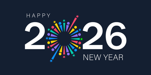 2026 Happy New Year logo design vector. colorful and trendy new year 2026 design template.