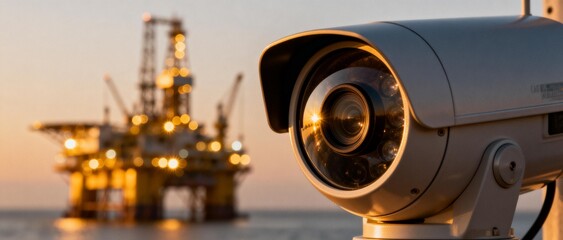 Surveillance camera with offshore oil rig