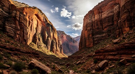Dramatic Canyon Landscape with Rocky Cliffs.