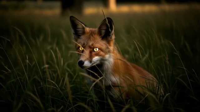 Fox in the Grass - A Glimpse into the Wild.