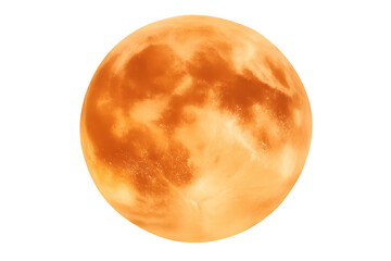 Full orange moon illuminating the night sky, a celestial body glowing with a mystical light, transparent background