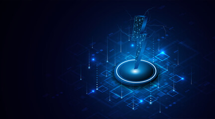 Abstract energy or lightning symbol. Innovative concept of technology circuit boards related to electric power or renewable energy. vector illustration