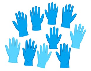 Fototapeta premium Illustration of multiple blue medical gloves arranged randomly