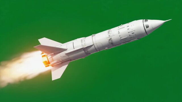 Rocket with Fire Animation on Green Screen Background
